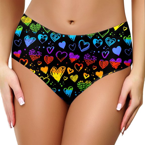 Wxolcjlv Womens Underwear DIY Printed Valentine'S Day Sexy Briefs Mid-Low Rise Stylish Comfortable Panties,Size S-XXL