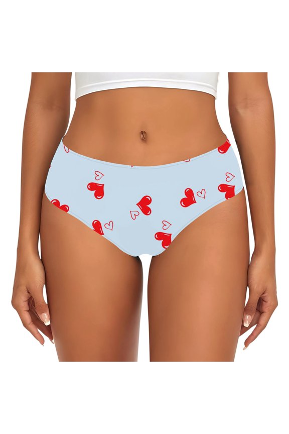 Womens Valentine's Day Underwear Funny DIY Printed Triangle Panties Comfort Flex Fit Mid Rise Bikini Briefs Novelty Gift For Her(XL,Light Blue)