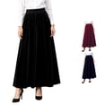 thumbnail image 1 of Wxolcjlv Womens Velvet Flowy Maxi Skirt Elastic Waist Full Swing Loose Long Skirt, 1 of 6