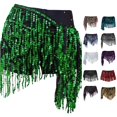 thumbnail image 1 of Wxolcjlv Womens Wrap‑Around Sequin Tassel Skort Adjustable Side Tie for Party Nightclub Activities Skorts, 1 of 3