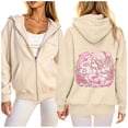thumbnail image 1 of Wxolcjlv Womens Zip Up Hoodie Fleece Dolphin Print Oversized Long Sleeve Casual Sweatshirt, 1 of 7