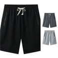 thumbnail image 1 of Wxolcjlv Zipper Side Pocket Knee Shorts For Men Drawstring Elastic Waist Gym Training Bottoms, 1 of 3