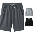thumbnail image 1 of Wxolcjlv Zipper Side Pocket Knee Shorts For Men Drawstring Elastic Waist Gym Training Bottoms, 1 of 3