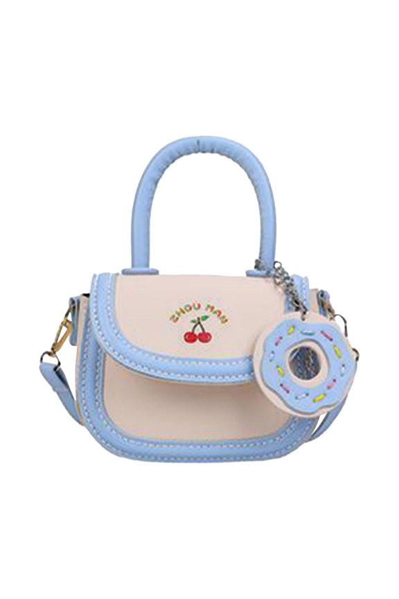 1 Set DIY PU Leather Shoulder Bag Making Cherry Decorative Wallet Material Craft Blue