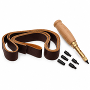 Wxqbjtam 10 Meters DIY PU Leather Crafts Straps Strips 2cm Light Coffee Rotary Punch Replaceable Heads Belt Hole Multi Interchangeable Tip Design