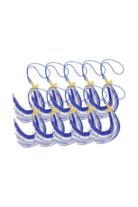 10 Pieces Graduation Tassels DIY Craft Graduation Cap Hat Tassels for Key Chains blue and white