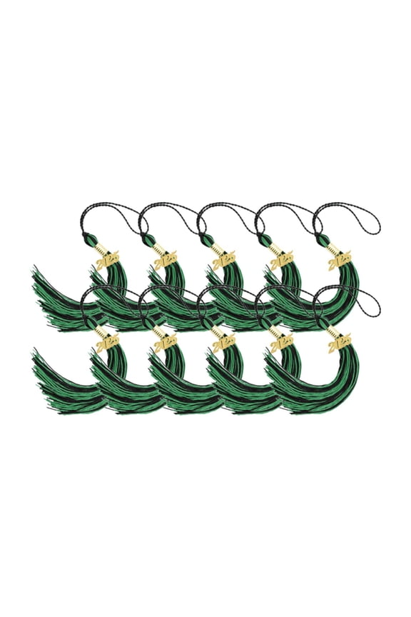 10 Pieces Graduation Tassels DIY Craft Graduation Cap Hat Tassels for Key Chains green and black