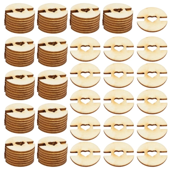 Wxqbjtam 100 Pieces Wooden Hat Pom Poms Buttons Sewing Tool Handmade Wood for Cap Easy to Middle Heart