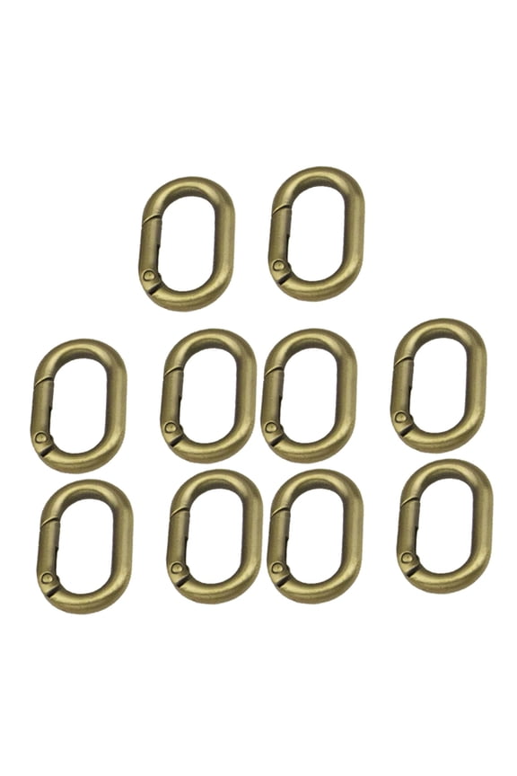 10Pcs Spring Oval Rings Oval Carabiner Metal Split Rings Keyring Buckle Push Bronze