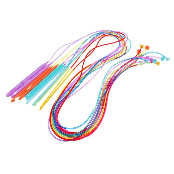 Wxqbjtam 12Pcs ABS Plastic Afghan Tunisian Crochet Hook Set with Cable Carpet Rug Weaving