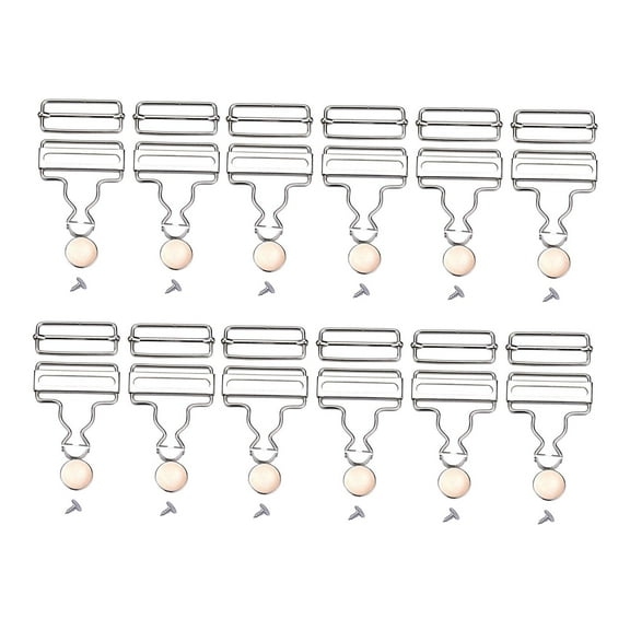 Wxqbjtam 12Pcs Suspenders Buckle Fastener Rivets Brace Clips Metal Button Overalls Jeans Pants For DIY Handmake Sewing Hardware Accessory 3.8cm