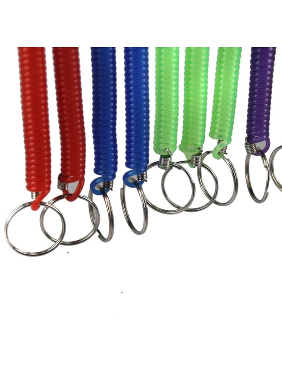 12xPlasticKeyring Spiral Plastic Key Chain Stretchable String Key ClipHolder