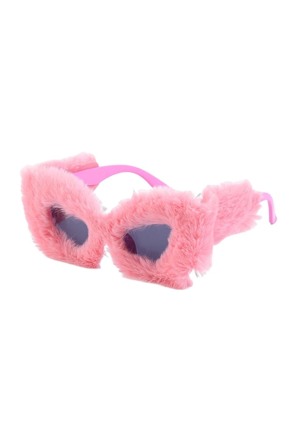 1x Women Plush Fuzzy Cat Eye Sunglasses Eyewear Cute Lightweight Punk Eyeglasses Pink