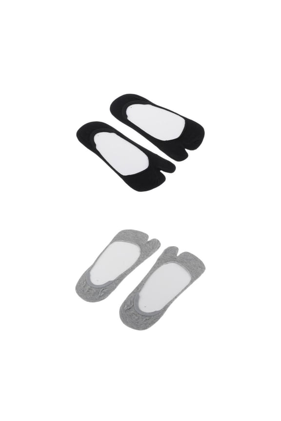 2 Pairs Women Cotton Tabi Split Toe Socks Low Cut Flat Invisible Boat Socks
