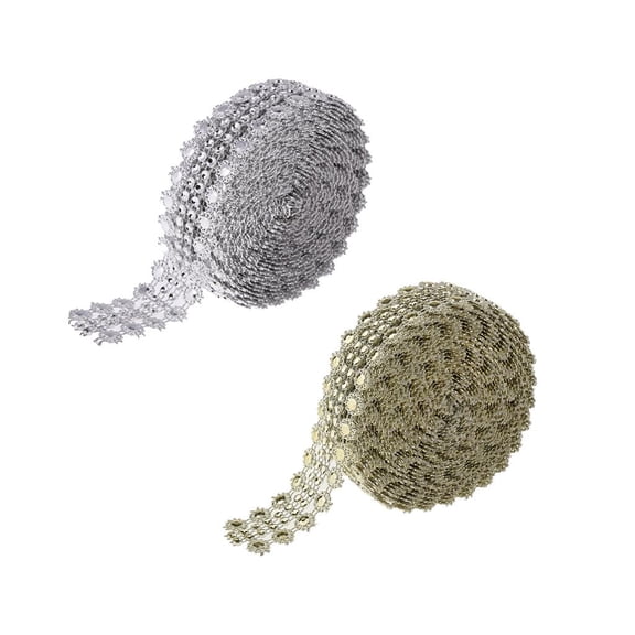 Wxqbjtam 2 Pieces Bling Diamante Flower Mesh Wrap Crystal Rhinestone Sparkle Ribbon 5