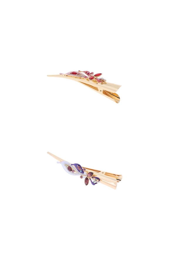 2 Pieces Metal Rhinestone Alligator Hair Clips Crocodile Hair Grip
