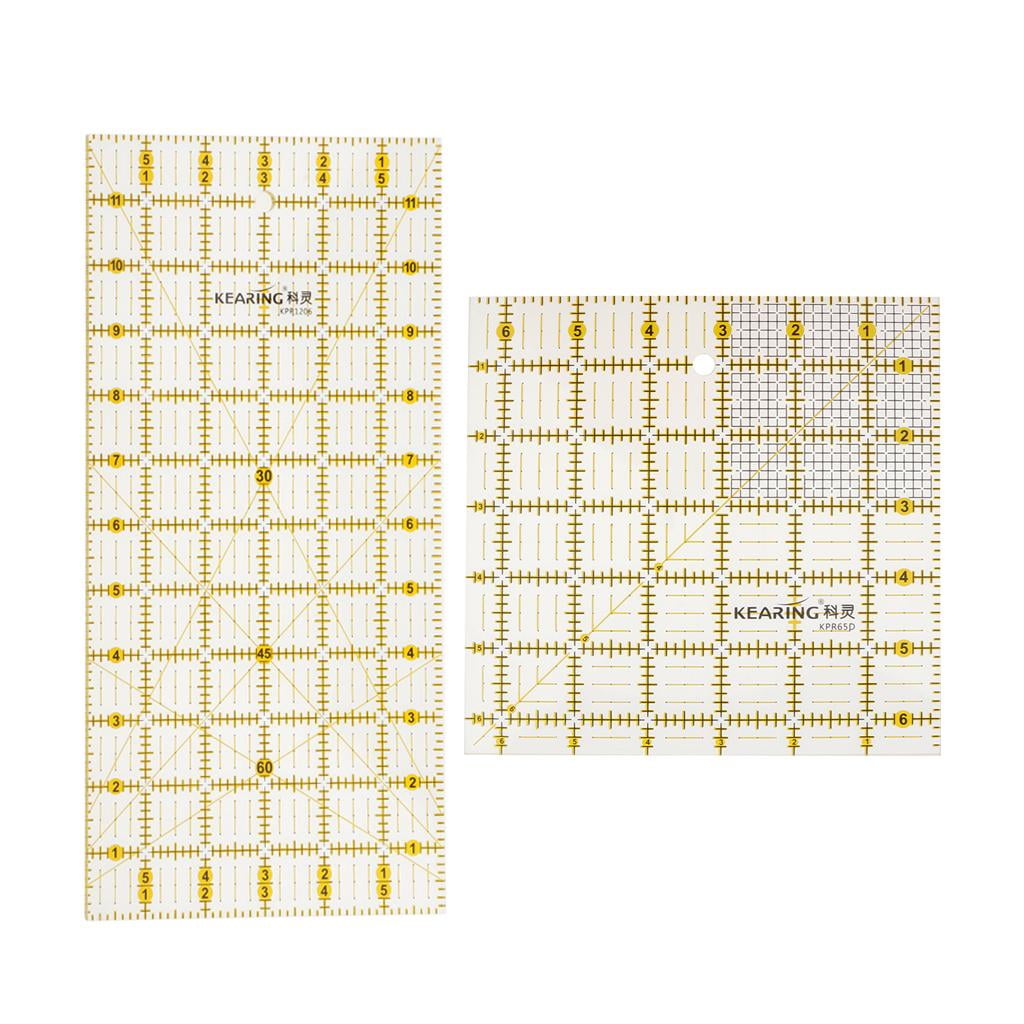Wxqbjtam 2 Pieces Square Rectangle Clear Plastic Quilt Quilting Ruler Patchwork Sewing