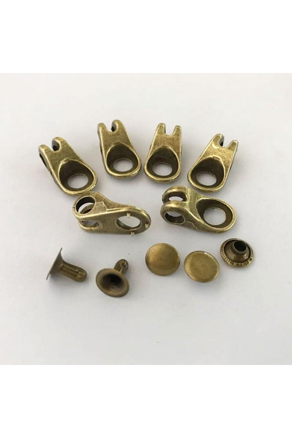 2 sets of shoe and boot lacing hooks with rivets for repair / camping / hiking Bronze