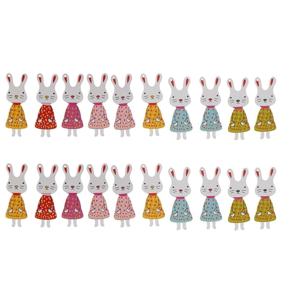 Wxqbjtam 20pcs Cute Rabbit Shape Wooden Decorative Button Scrapbooking Embellishments