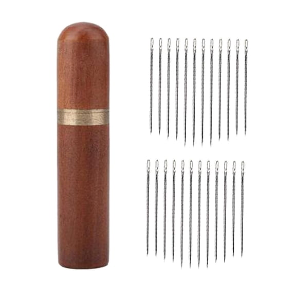 Wxqbjtam 24 Pack Sewing , Embroidery Large Eye Stitching for Quilting Darning Bead Loom Brown_Silver Needles