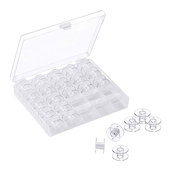Wxqbjtam 25 Pcs Bobbins Bobbin Organizer Bobbin Holder Clear Storage Box with Bobbin Case PP Bobbin