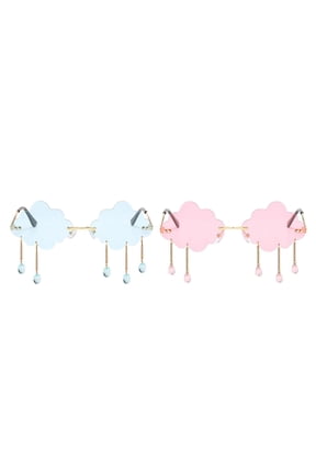 2PCS Trendy Punk Cloud Shaped Sunglasses Clear Lens Sun Glasses Rave Eyewear