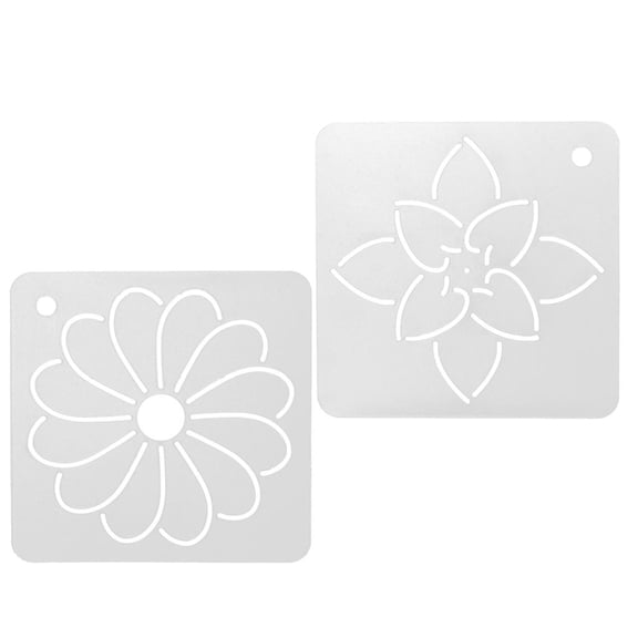 Wxqbjtam 2Pcs Flower Quilting Stencil Translucent Plastic Florals Grid Quilting Template