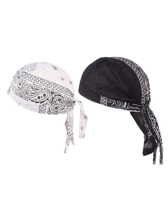 2pcs Mens Turban Chemo Cancer Cap Beanie Hat Headscarf Skull Cap Headwear