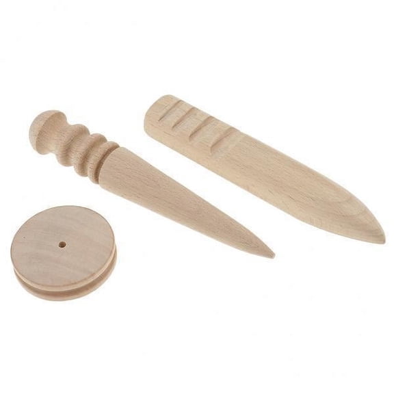 Wxqbjtam 2x 3pcs Multi-Size Wooden Leather Edge Burnisher Slicker for DIY Leather Crafts
