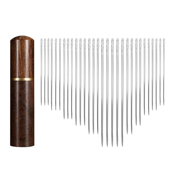 Wxqbjtam 3 Pieces Blind Sewing Needle Needlework for Elderly Mending Embroidery Assorted Ebony Case