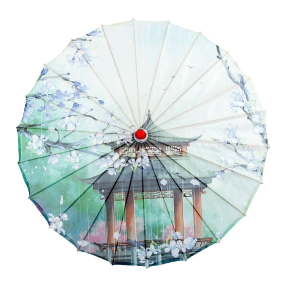 Wxqbjtam 32" Classical Oiled Paper Umbrella, Bamboo Silk Umbrella Classical Dance Parasol Style D