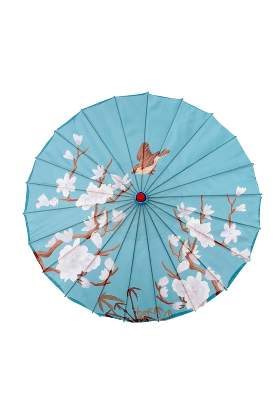 32" Classical Oiled Paper Umbrella, Bamboo Silk Umbrella Classical Dance Parasol Style F