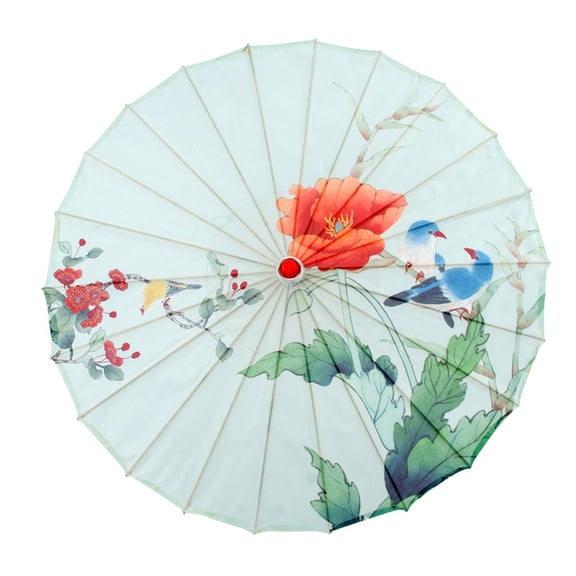 Wxqbjtam 32" Classical Oiled Paper Umbrella, Bamboo Silk Umbrella Classical Dance Parasol Style J