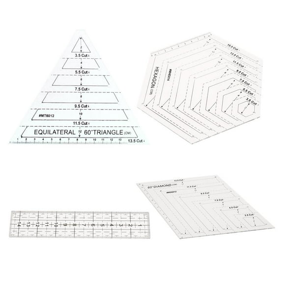 Wxqbjtam 4 Pcs Equilateral Triangle / Rectangle / Hexagon / Rhombus Quilting Rulers