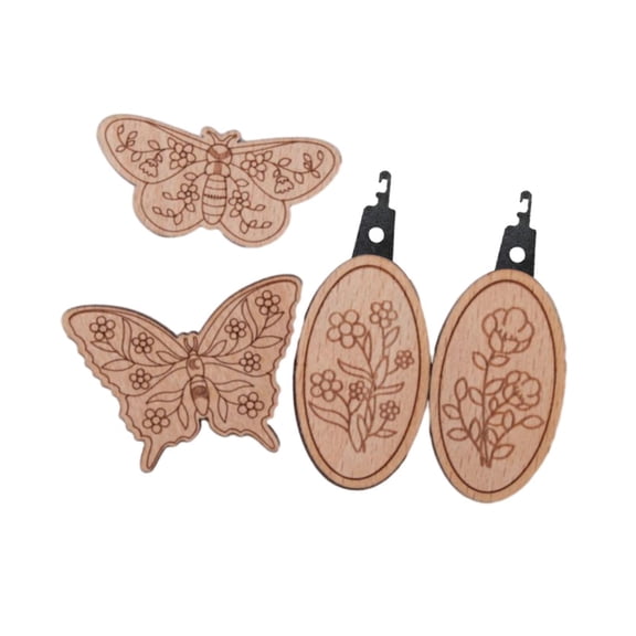Wxqbjtam 4Pcs Needle Minders Accessories Set Craft Needle Threader Set Wooden Easy to Use Set E