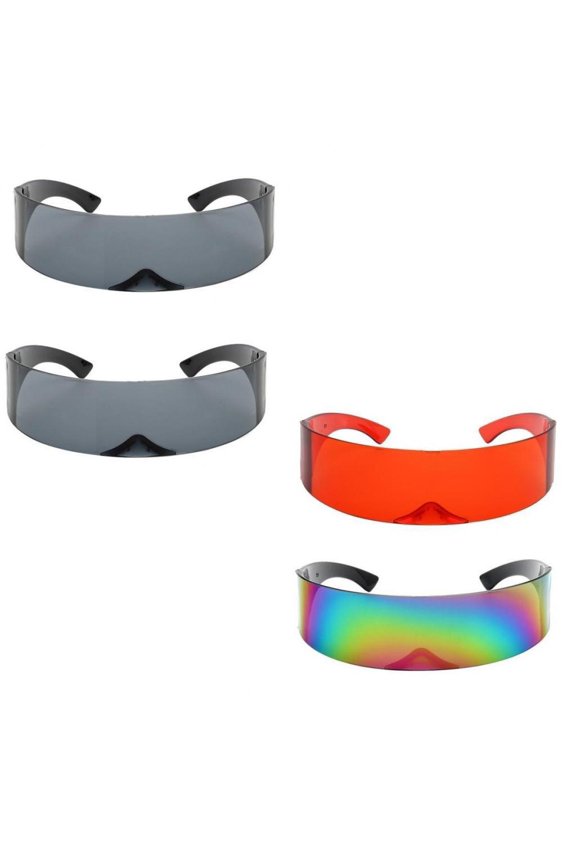 4Pcs Shield Wrap Espejo Gafas De Sol Gafas Futuristas Prop Multicolor Gris
