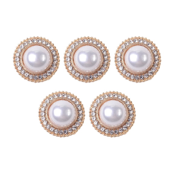 Wxqbjtam 5 Pieces Alloy Rhinestone Buttons, Flat Back Brooch Buttons Sparkly Bling Sew on Style A