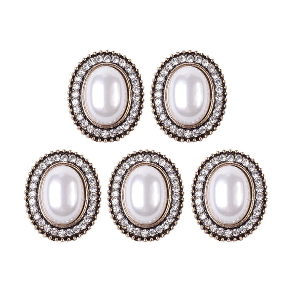 Wxqbjtam 5 Pieces Alloy Rhinestone Buttons, Flat Back Brooch Buttons Sparkly Bling Sew on Style D