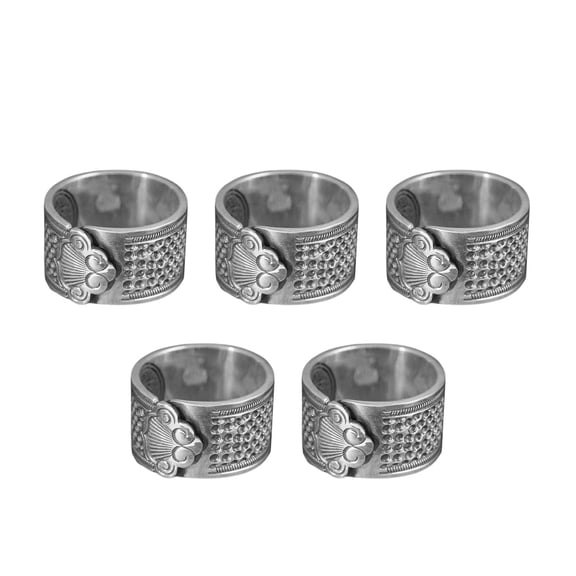 Wxqbjtam 5 Pieces Metal Sewing Thimble Sewing Thimble Finger Protector Adjustable Opening