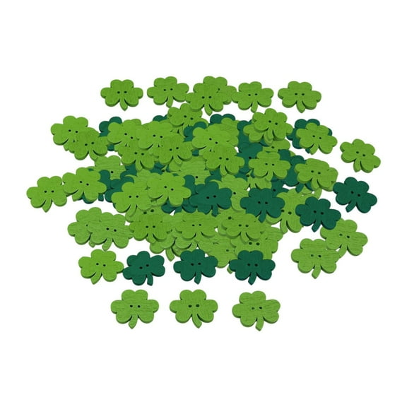 Wxqbjtam 50 Pieces Wooden Shamrock Buttons Wood Green Buttons Decorative Embellishments 1 Solid color
