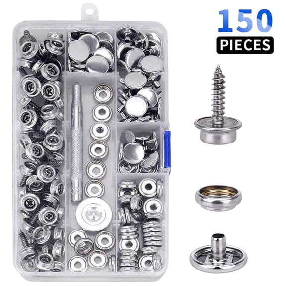 Wxqbjtam 50Set Snap Fastener Kit,Snaps Button Tool Stainless Steel for Marine Boat Canvas