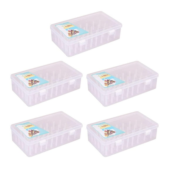Wxqbjtam 5x Thread Box - Super Satchel Storage Container with 42 Pieces Trays, Thread Storage Box Embroidery Craft Thread Plastic Cross Stitch Bobbins Case
