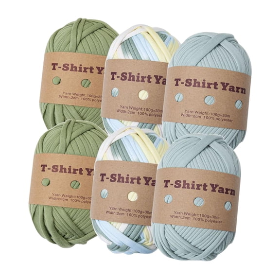 Wxqbjtam 6 Pieces Knitting Yarn 98ft Washable Polyester Crocheting T-shirt Yarn Spaghetti Set C