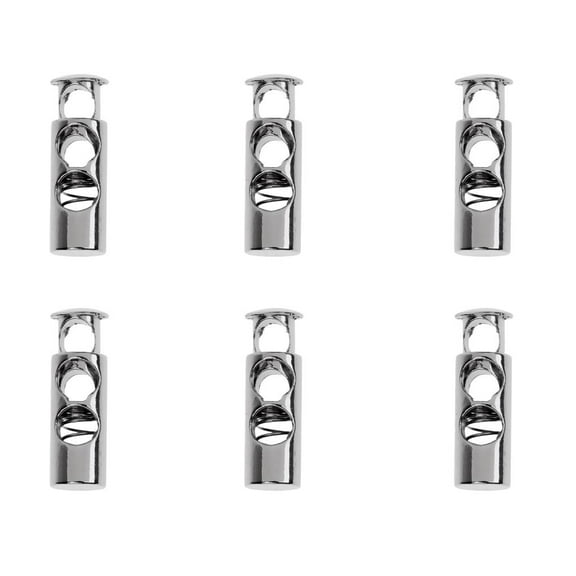 Wxqbjtam 6 Pieces Metal Barrel String Cord Locks two holes Drawstring Toggle Spring Clasp