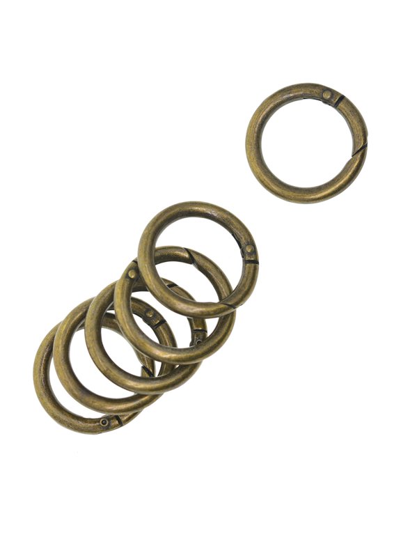 6 Pieces Spring Gate O Rings Metal Spring Rings Spring Rings Round Carabiner for Bronze