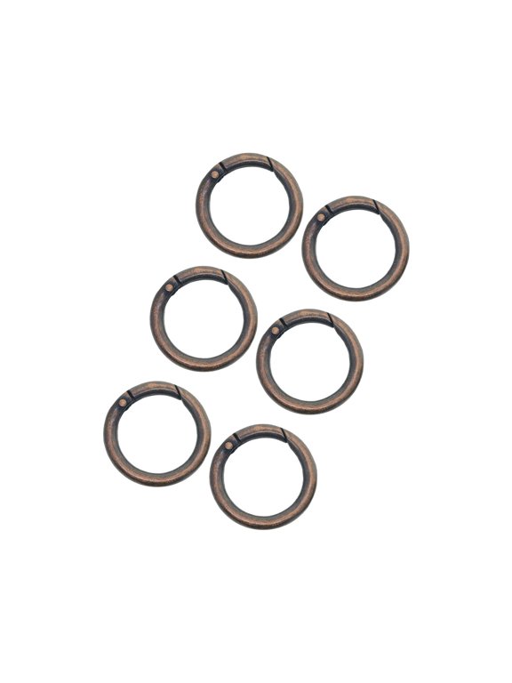 6 Pieces Spring Gate O Rings Metal Spring Rings Spring Rings Round Carabiner for Red Bronze