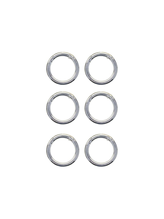 6 Pieces Spring Gate O Rings Metal Spring Rings Spring Rings Round Carabiner for Silver