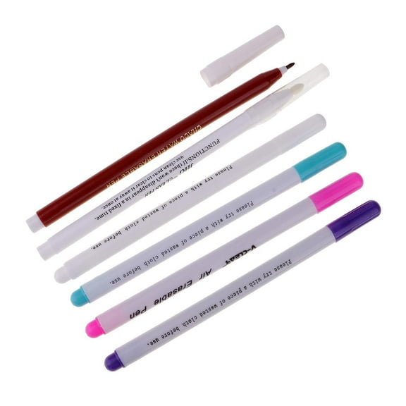 Wxqbjtam 6 Pieces Vanishing Fabric Markers Air Erasable Pen/Water Soluble Pens Clean Pen