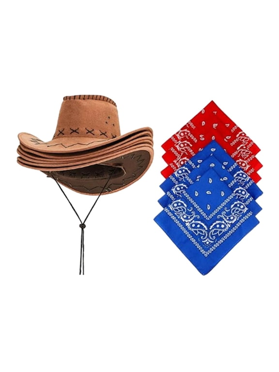 6 Pieces Western Cowboy Hat Costume Accessories Lightweight Dress up Classic Sun
