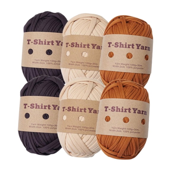 Wxqbjtam 6 Thick Knitting Yarn, Elastic Fabric Cloth T Shirt Yarn, Spaghetti Yarn Handmad Set A